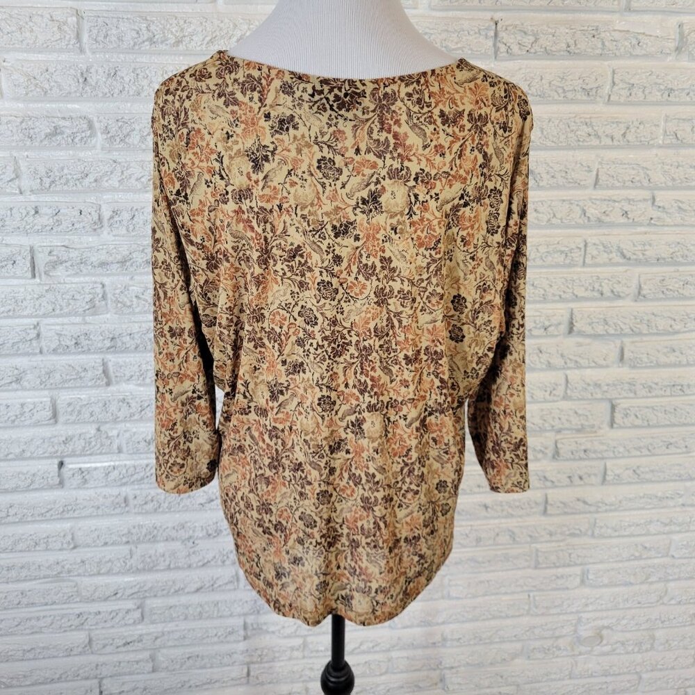 Lane Bryant Womens Top 18 20 Plus 3/4 Sleeve Brown Polyester Sheer FLO142XE - Picture 6 of 9